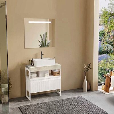 Badella Royal Banyo Dolap Takımı 100cm Beyaz ROYAL 28100 V55 - BADELLA