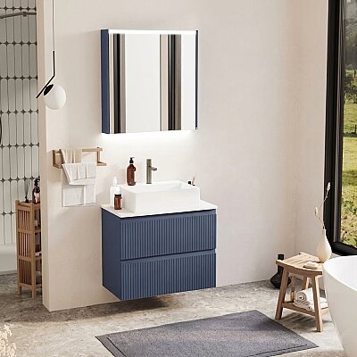 Badella Royal Banyo Dolap Takımı 85cm Lacivert ROYAL 5585 V51 - BADELLA