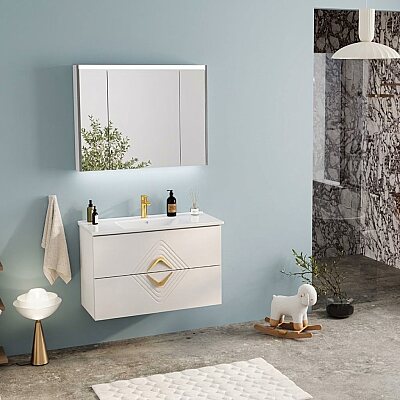 Badella Vesta Banyo Dolap Takımı 100cm Beyaz VESTA 55100 V51 - BADELLA
