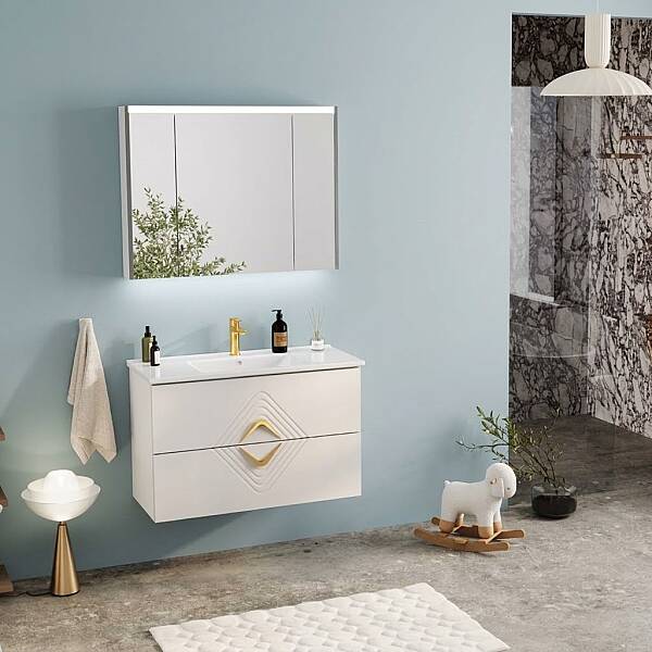 Badella Vesta Banyo Dolap Takımı 100cm Beyaz VESTA 55100 V51 - 1