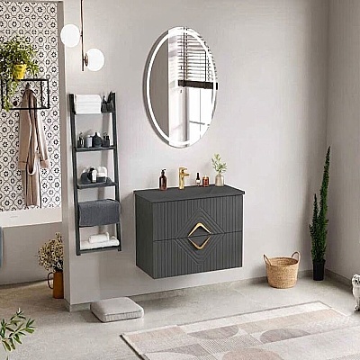 Badella Vesta Banyo Dolap Takımı 85cm Antrasit VESTA 5585 V53 - BADELLA