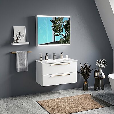 Badella Mona Banyo Dolap Takımı 100cm Beyaz MONA 55100 V51 - BADELLA