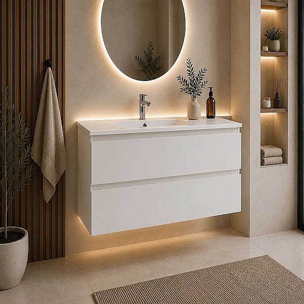 Creavit Alinda Lavabo Dolabı 100 Cm Parlak Beyaz - 1