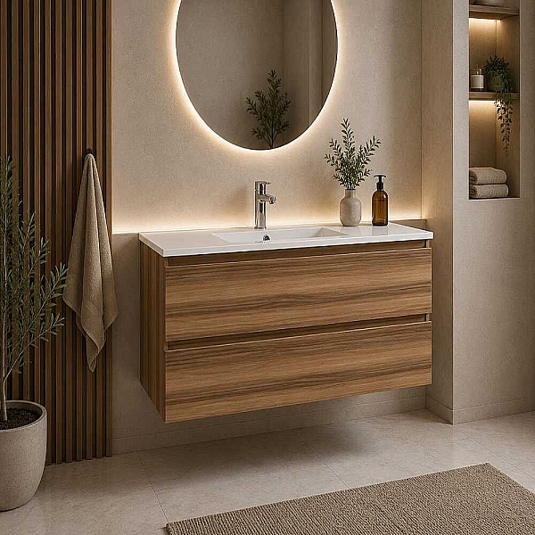 Creavit Alinda Lavabo Dolabı 100 Cm Açık Ceviz - 1