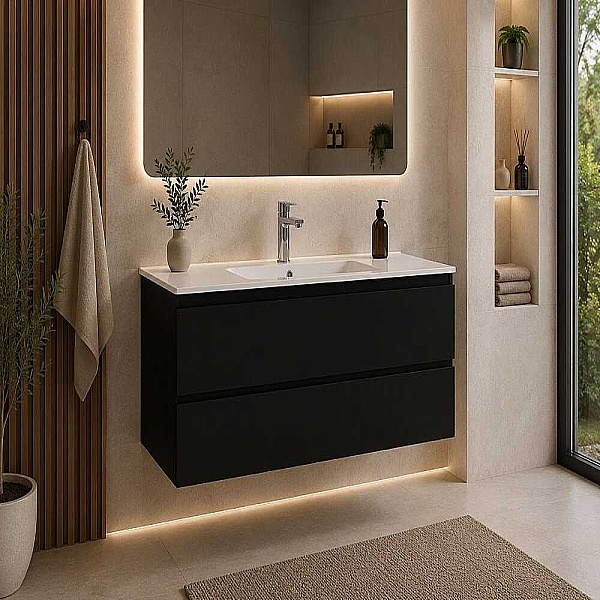 Creavit Alinda Lavabo Dolabı 120 Cm Parlak Siyah - 1