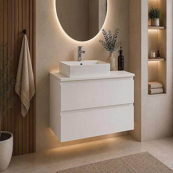 Creavit Alinda Lavabo Dolabı 80 Cm Parlak Beyaz - 1