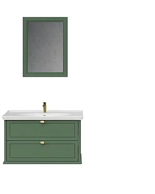 Creavit Antik Çekmeceli Lavabo Dolabı 100 Cm Zeytuni - 2