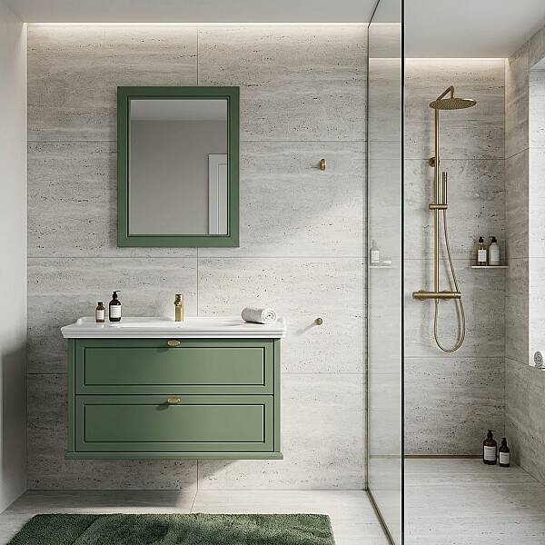 Creavit Antik Çekmeceli Lavabo Dolabı 100 Cm Zeytuni - 1