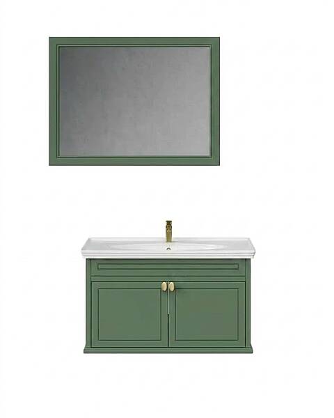 Creavit Antik Kapaklı Lavabo Dolabı 100 Cm Zeytuni - 2