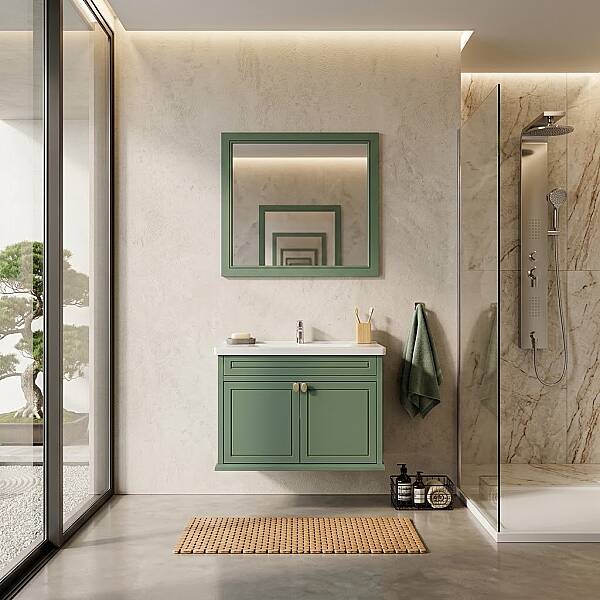 Creavit Antik Kapaklı Lavabo Dolabı 100 Cm Zeytuni - 1