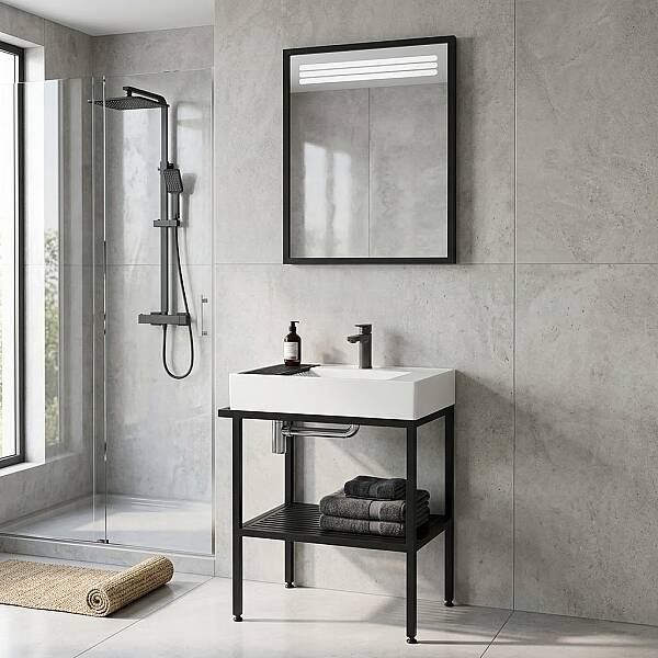 Creavit Arya Lavabo Dolabı 70 cm Siyah - 1