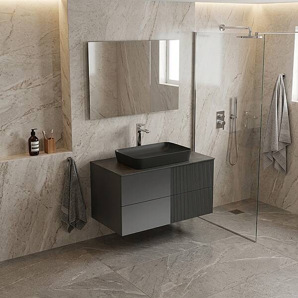 Creavit Duo Lavabo Dolabı 100 Cm Antrasit - 1
