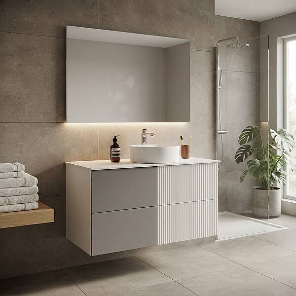 Creavit Duo Lavabo Dolabı 100 Cm Beyaz - 1