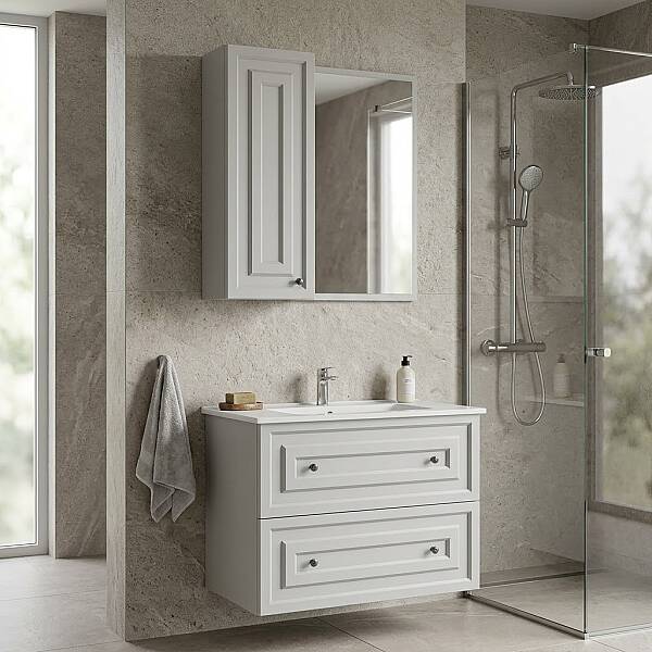 Creavit Kayra Çekmeceli Lavabo Dolabı 100cm Beyaz - 1