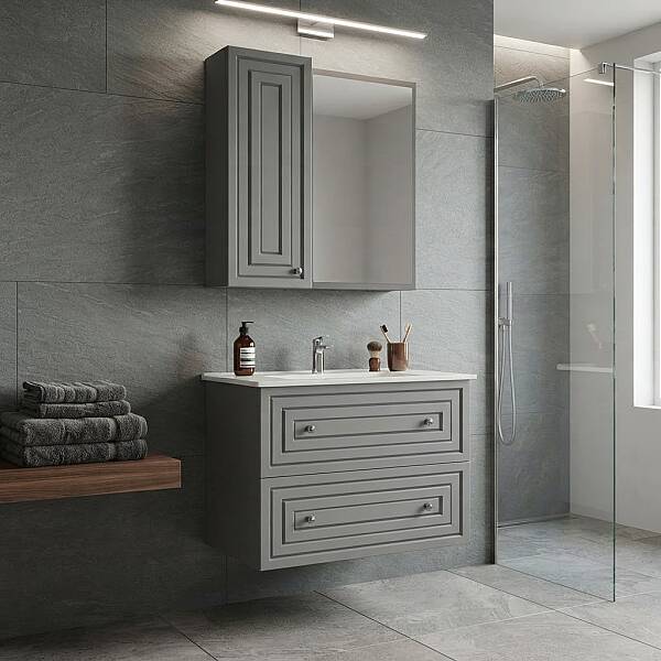 Creavit Kayra Çekmeceli Lavabo Dolabı 100cm Gri - 1