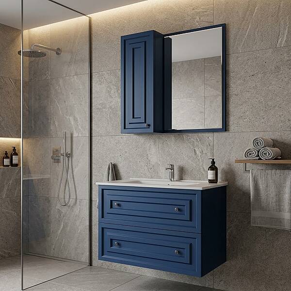 Creavit Kayra Çekmeceli Lavabo Dolabı 100cm Mavi - 1