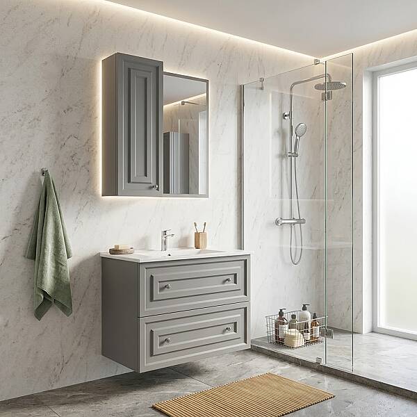 Creavit Kayra Çekmeceli Lavabo Dolabı 60cm Gri - 1