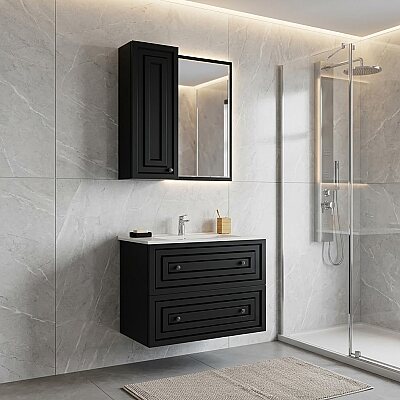 Creavit Kayra Çekmeceli Lavabo Dolabı 80cm Antrasit - CREAVİT