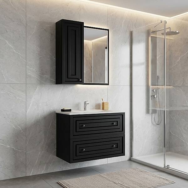 Creavit Kayra Çekmeceli Lavabo Dolabı 80cm Antrasit - 1