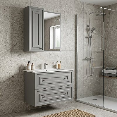 Creavit Kayra Çekmeceli Lavabo Dolabı 80cm Gri - CREAVİT