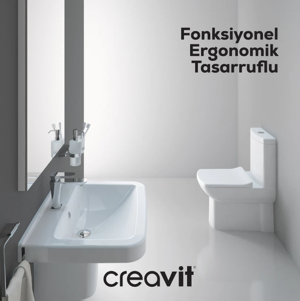 Creavit Lara Duvara Dayalı Klozet Seti LR360 + Lara DP Klozet Kapak - 1