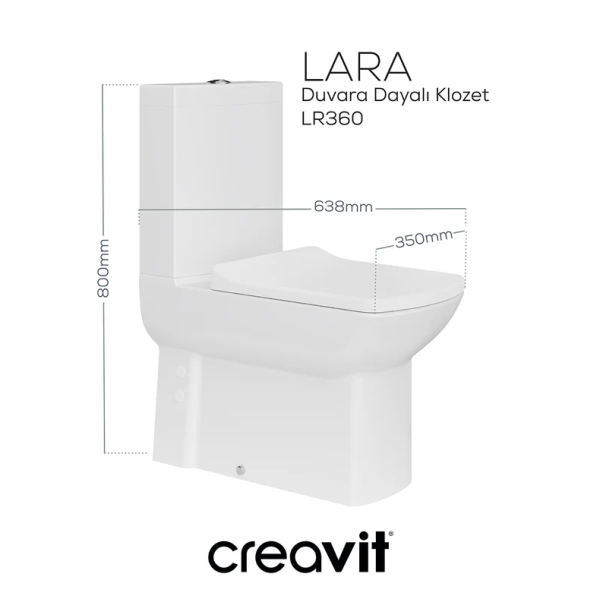 Creavit Lara Duvara Dayalı Klozet Seti LR360 + Lara DP Klozet Kapak - 2
