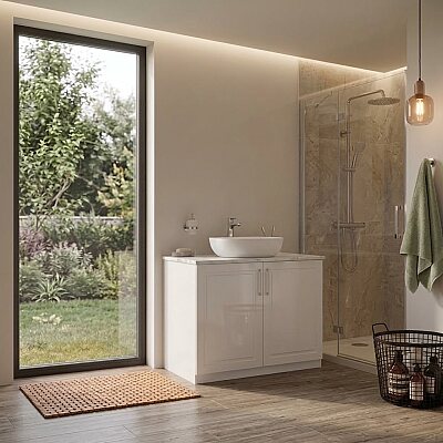 Creavit Perra Kapaklı Lavabo Dolabı 100 Cm Beyaz - CREAVİT