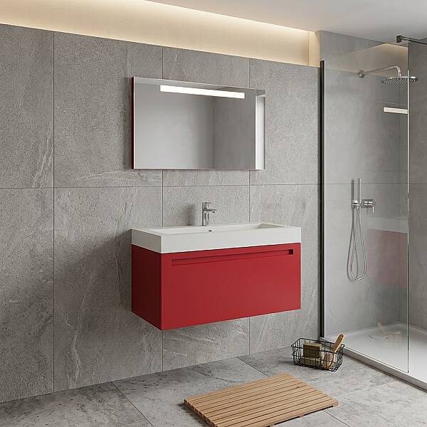 Creavit Recta Lavabo Dolabı 85 Cm Nar Çiçeği - 1
