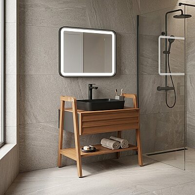 Creavit Truva Lavabo Dolabı 80 cm Siyah - CREAVİT