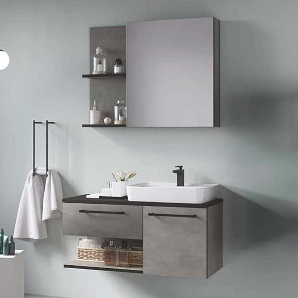 Denko Piramit Banyo Dolap Takımı 90cm Retro Gümüş - 1