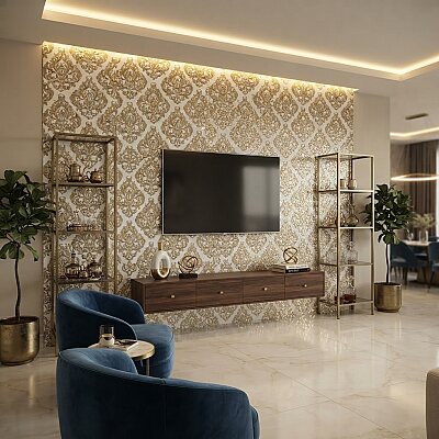 Fionart FD-30072 Borde Beyaz Altın Dekoratif Karo (30x60cm) - FİONART