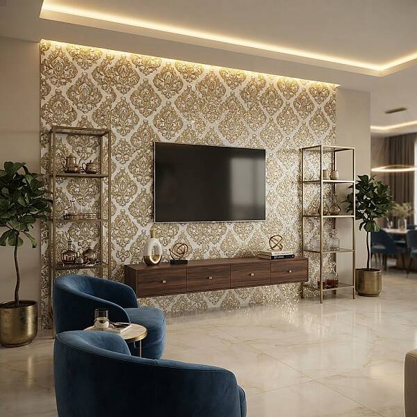 Fionart FD-30072 Borde Beyaz Altın Dekoratif Karo (30x60cm) - 1