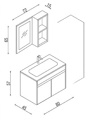 Kalay Alaska Banyo Dolabı Takımı 80cm Ceviz - 3
