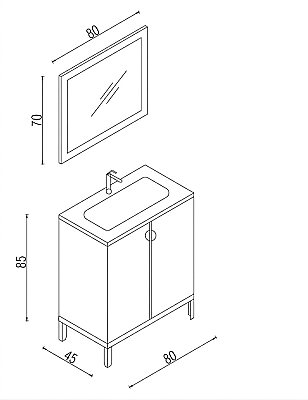 Kalay Alfa Banyo Dolabı Takımı 80cm Antrasit - 3