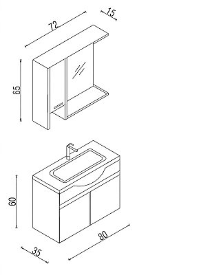 Kalay Alto Banyo Dolabı Takımı 80cm Meşe - 3