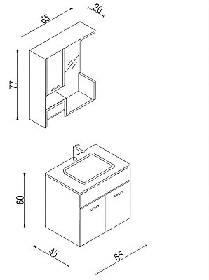 Kalay Arda Banyo Dolabı Takımı 65cm Meşe - 3