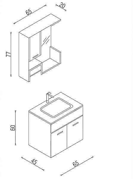 Kalay Arda Banyo Dolabı Takımı 65cm Meşe - 3