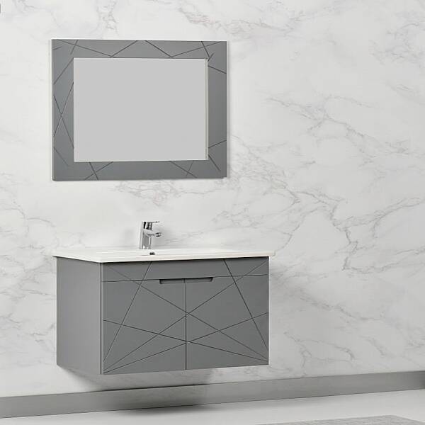 Kalay Geo Banyo Dolabı Takımı 85cm Gri - 1