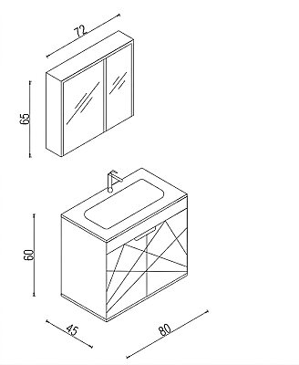 Kalay Giza Banyo Dolabı Takımı 80cm Gri - 3