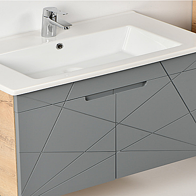 Kalay Giza Banyo Dolabı Takımı 80cm Gri - 2