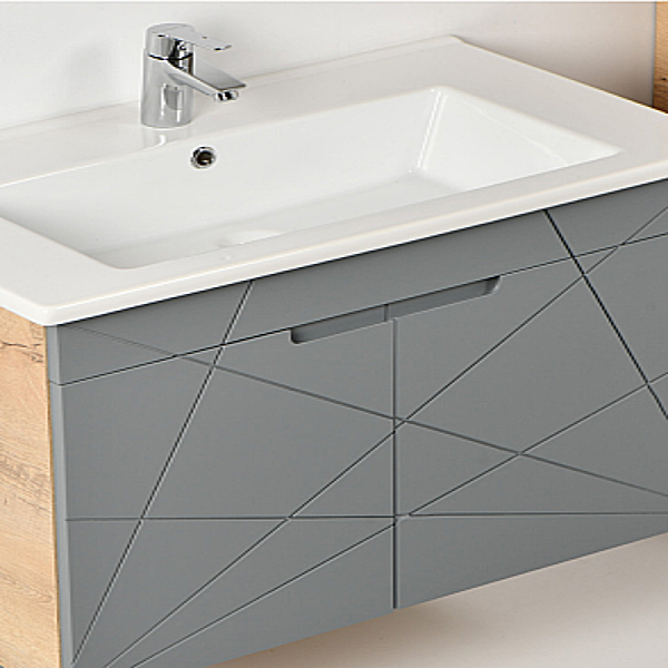 Kalay Giza Banyo Dolabı Takımı 80cm Gri - 2