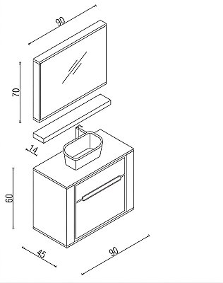 Kalay Libra Banyo Dolabı Takımı 90cm Antrasit-Hardal - 3