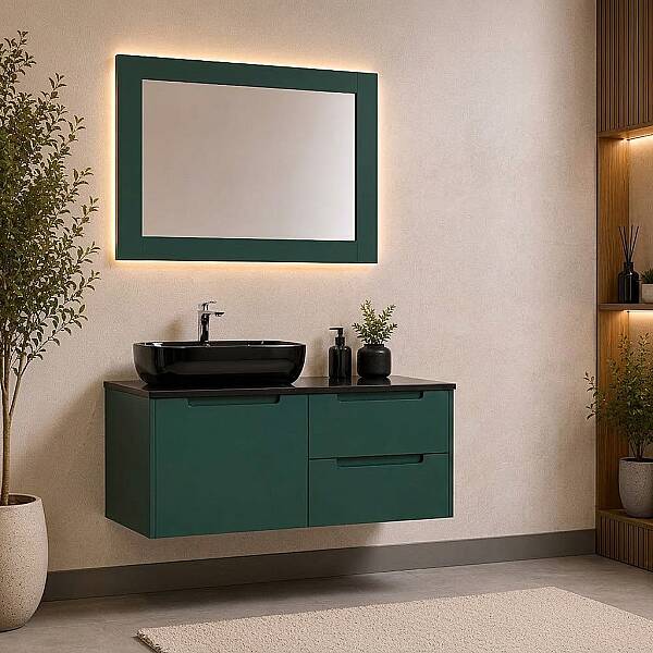 Kalay Lilyum Banyo Dolabı Takımı 120cm Yeşil - 1