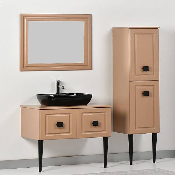 Kalay Şebboy Banyo Dolabı Takımı 80cm Cappuccino - 2
