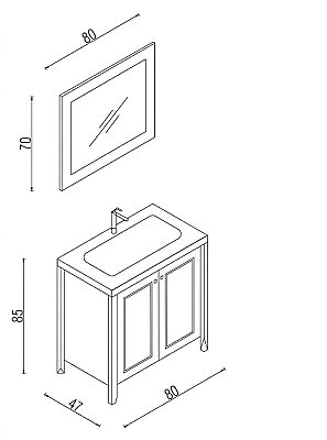 Kalay Tango Banyo Dolabı Takımı 80cm Krem - 3