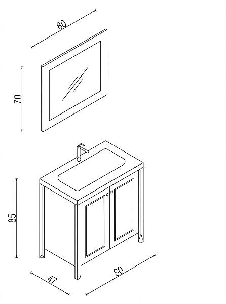 Kalay Tango Banyo Dolabı Takımı 80cm Krem - 3