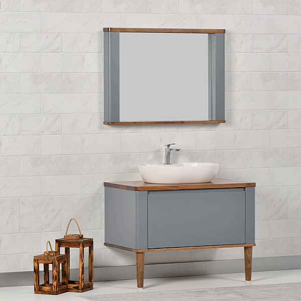 Kalay Vita Banyo Dolabı Takımı 80cm Gri - 1