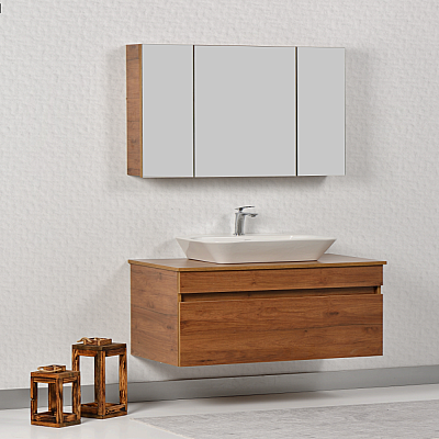 Kalay Viyana Banyo Dolabı Takımı 100cm Ceviz - 2