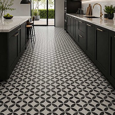 Kütahya Seramik 60x120 Black Calacatta Kristal Dekor Parlak Rektifiyeli - 55016629RN - KÜTAHYA SERAMİK