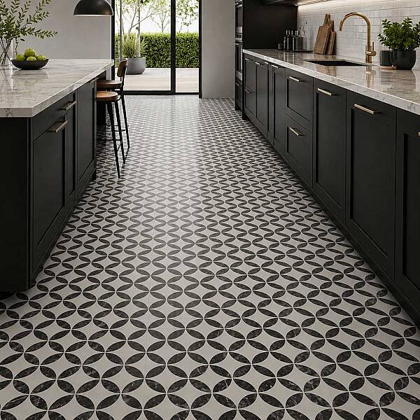 Kütahya Seramik 60x120 Black Calacatta Kristal Dekor Parlak Rektifiyeli - 55016629RN - 1